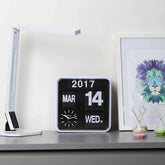 Flip Calendar Clock — Square Silent Quartz Wall & Desk