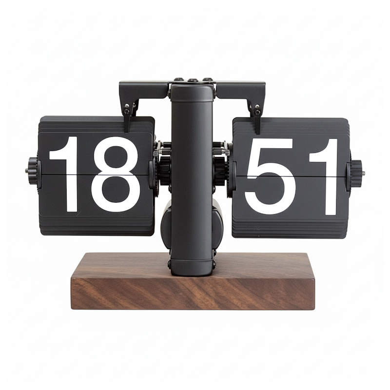 24-Hour Retro Flip Desk Clock — Full-Day Display, Silent Quartz