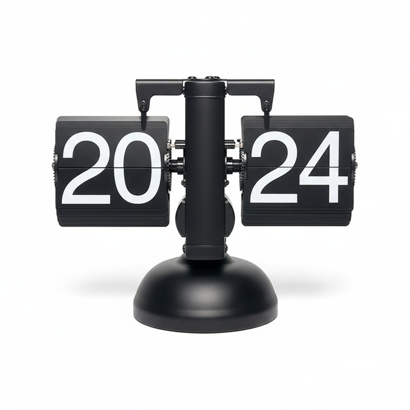 24-Hour Retro Flip Desk Clock — Full-Day Display, Silent Quartz