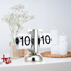 Retro Digital Automatic Flip Desk Clock White