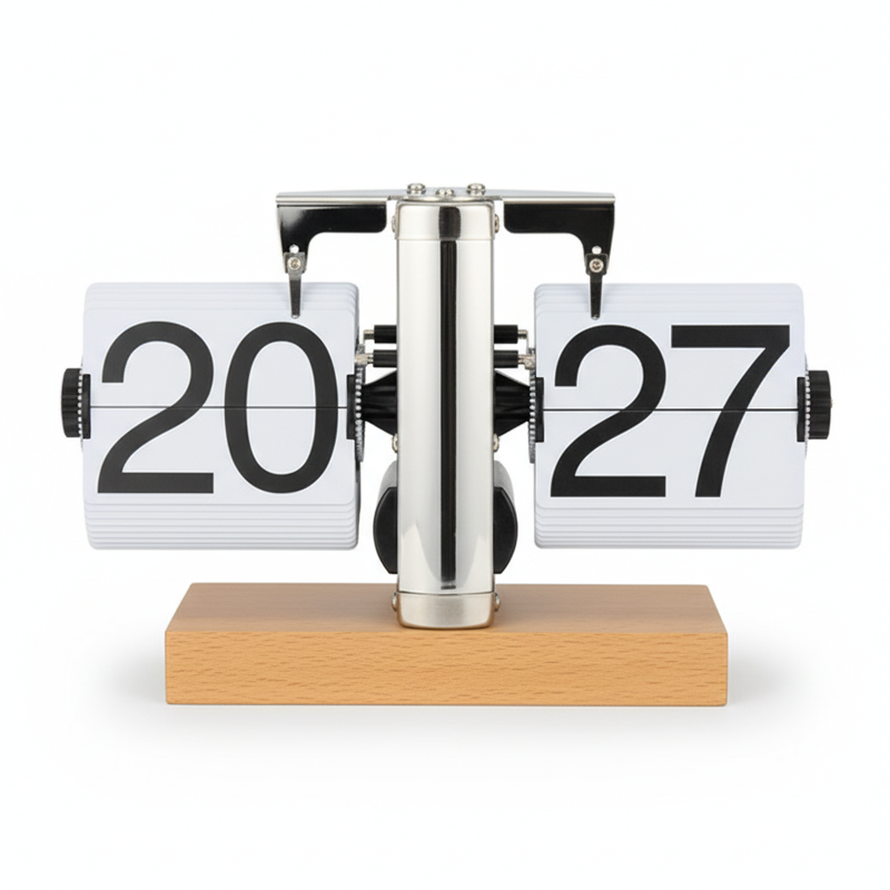 24-Hour Retro Flip Desk Clock — Full-Day Display, Silent Quartz