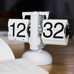 Retro Digital Automatic Flip Desk Clock White