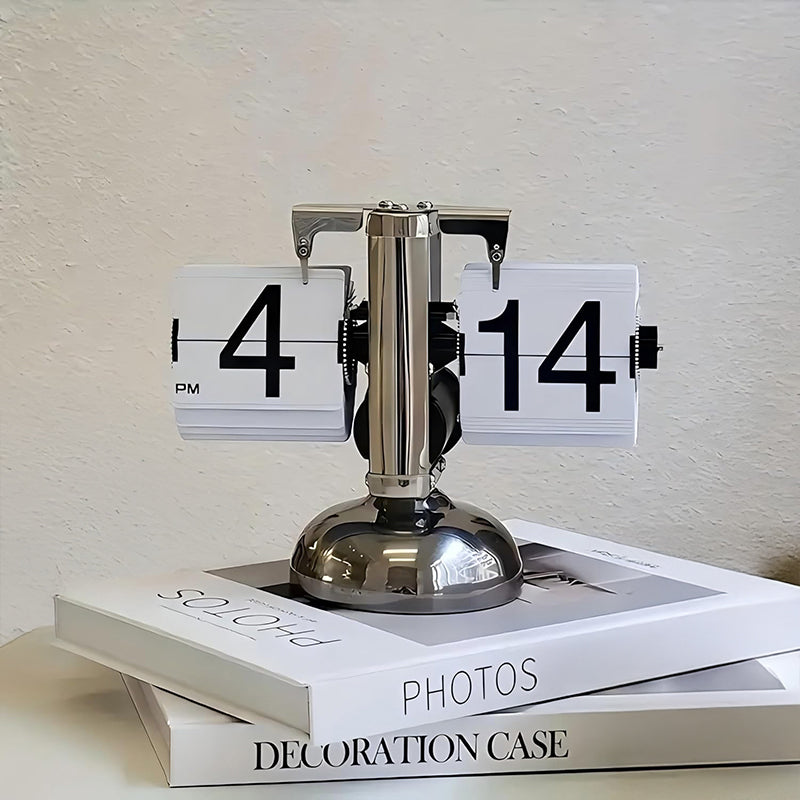 Retro Digital Automatic Flip Desk Clock White