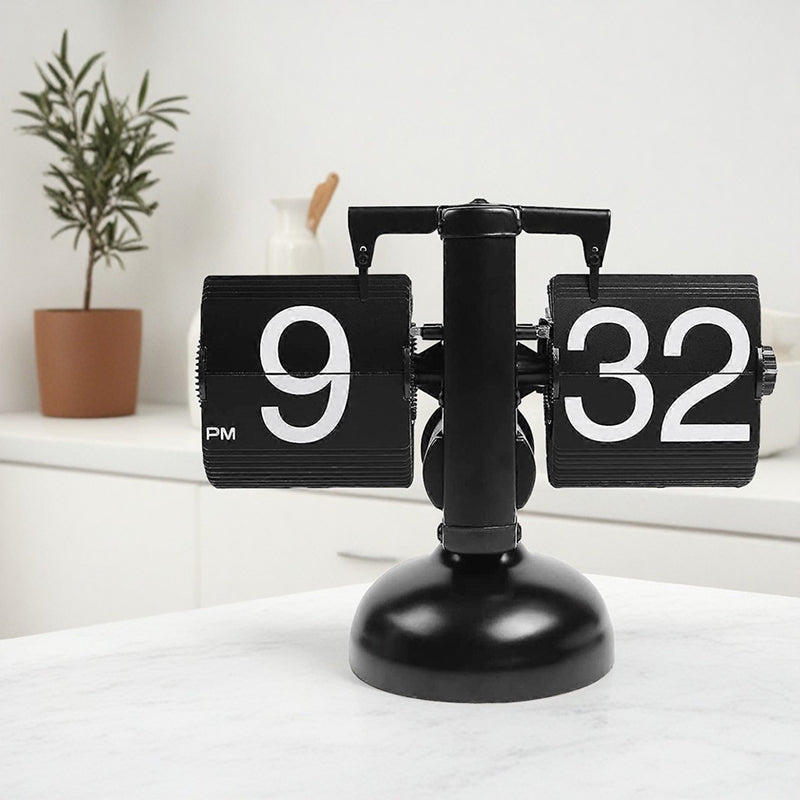 Retro Digital Automatic Flip Desk Clock Black