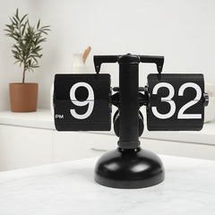 Retro Digital Automatic Flip Desk Clock Black